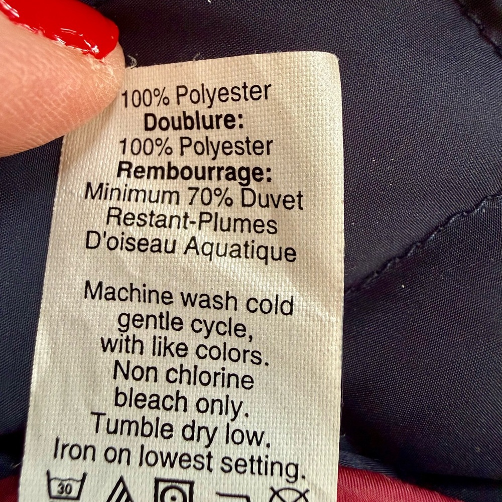 J. Crew Quilted Barn Jacket: Navy Blue, corduroy collar, gold-tone hardware - Picture 6 of 6